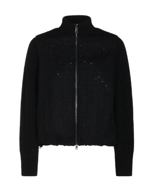 Fabiana Filippi Black Stand-Collar Zip-Up Casual Jacket