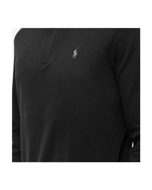 Ralph Lauren Black Logo Patch Half-Zip Pullover for men