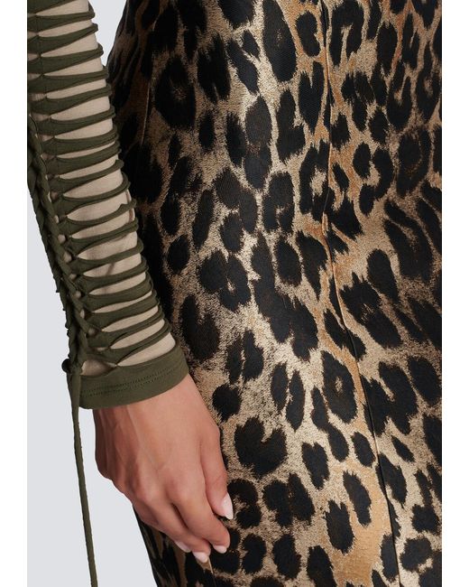 Balmain Multicolor Animal-Printed Midi Skirt