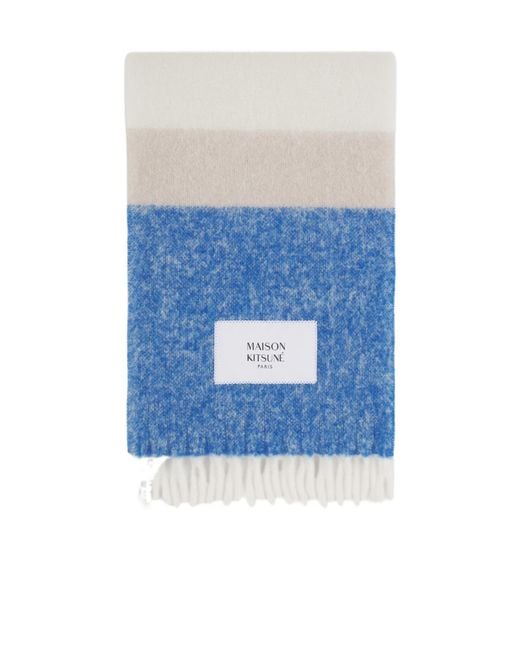 Maison Kitsuné Blue Maison Kitsuné Striped Scarf for men