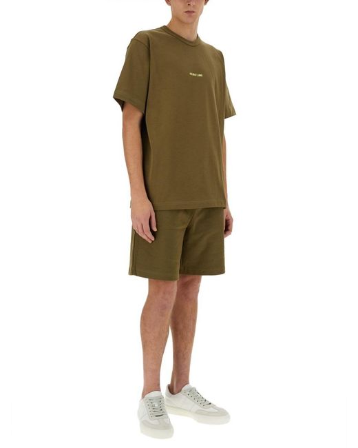 Helmut Lang Green Logo Printed Crewneck T-Shirt for men