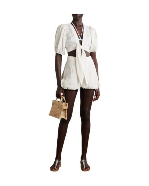 Lisa Marie Fernandez White Linen-Blend Gauze Shorts