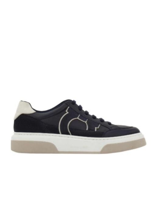 Ferragamo Blue Gancini Low-Top Sneaker for men