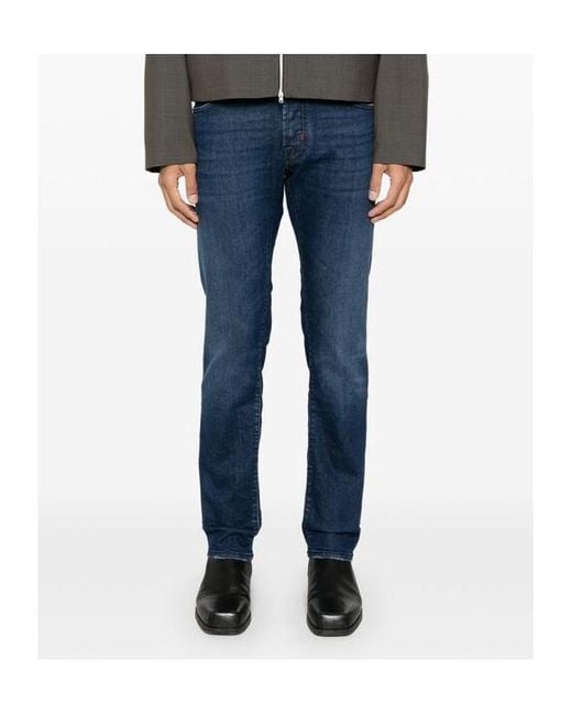 Jacob Cohen Blue Belt-Loop Jeans for men