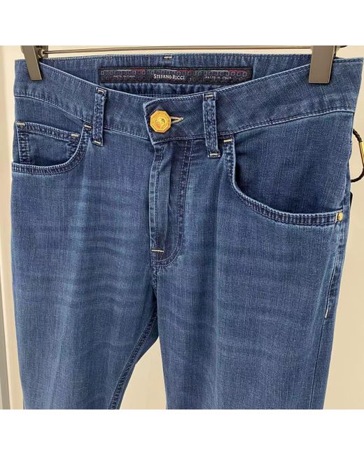 Stefano Ricci Blue Logo Logo Denim Trousers for men