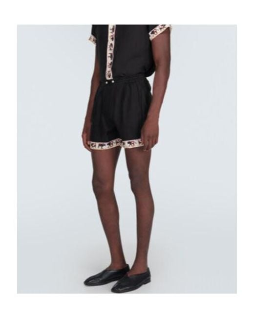 Bode Black Taureau Printed Silk Boxers for men