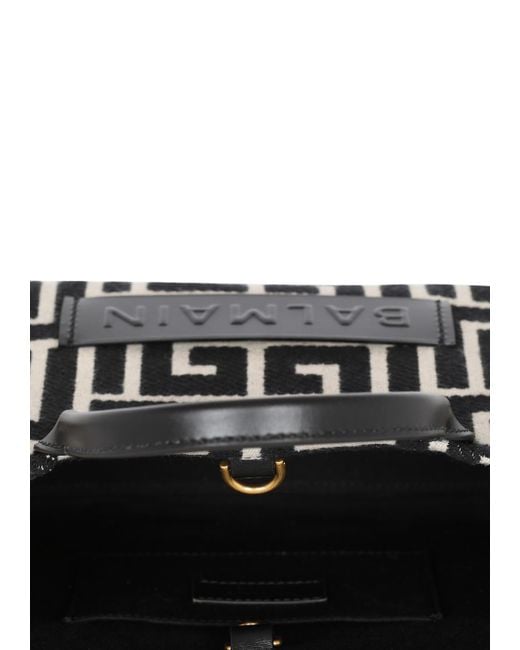 Balmain Black Small B-army Monogram Jacquard Shopper Tote Bag