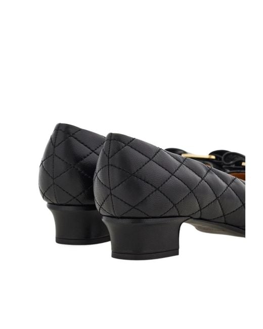 Ferragamo Black Quilted Vara Bow Pump