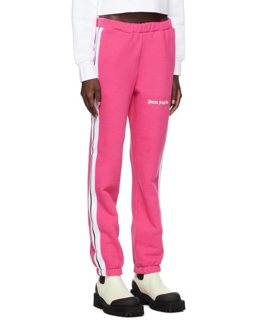 Palm Angels Pink Logo-Printed High Waist Pants