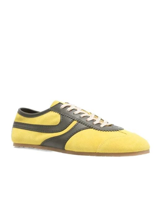Dries Van Noten Yellow Panelled Low-Top Sneakers for men