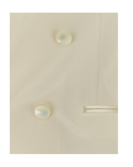 Alberta Ferretti Natural Double Breasted Satin Blazer
