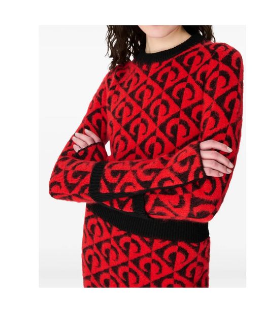 MARINE SERRE Red Moon Lozenge-Knit Sweater