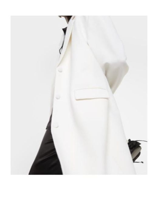 Magda Butrym White Single-Breasted Wool Coat