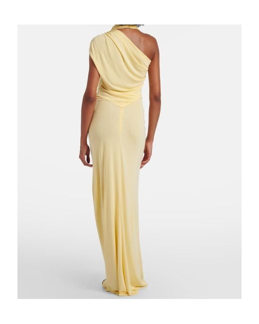Christopher Esber Metallic Bezel Quartz Gathered Jersey Maxi Skirt