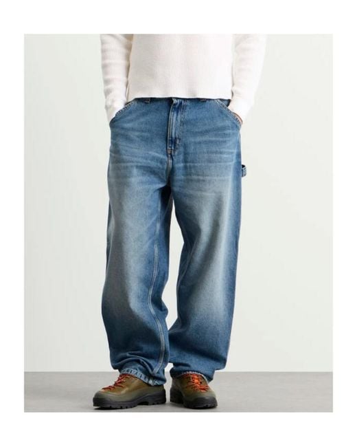 Carhartt Blue Paint Splatter Straight-Leg Jeans for men