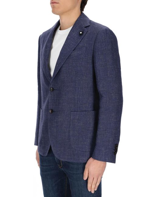 Lardini Blue Single-Breasted Tailored Blazer for men