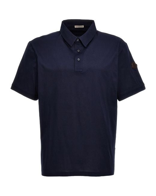 Moncler Blue Short-Sleeved Polo Shirt for men
