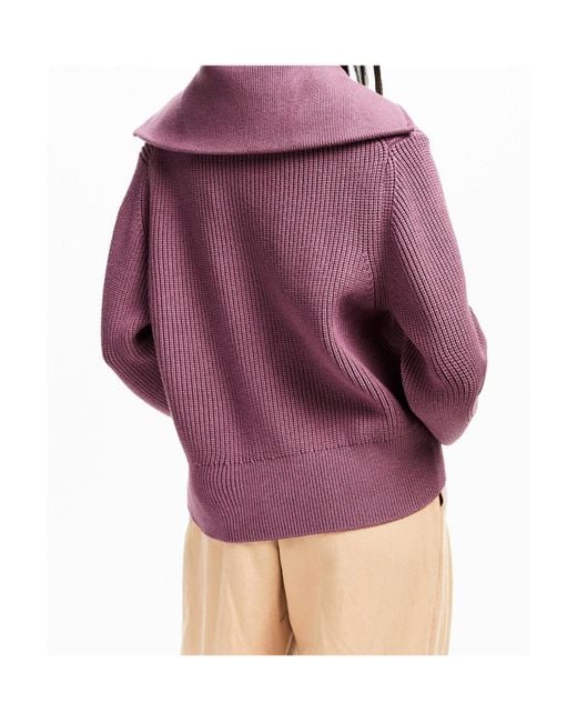 Varley Purple Maura Knitted Crew-Neck Pullover