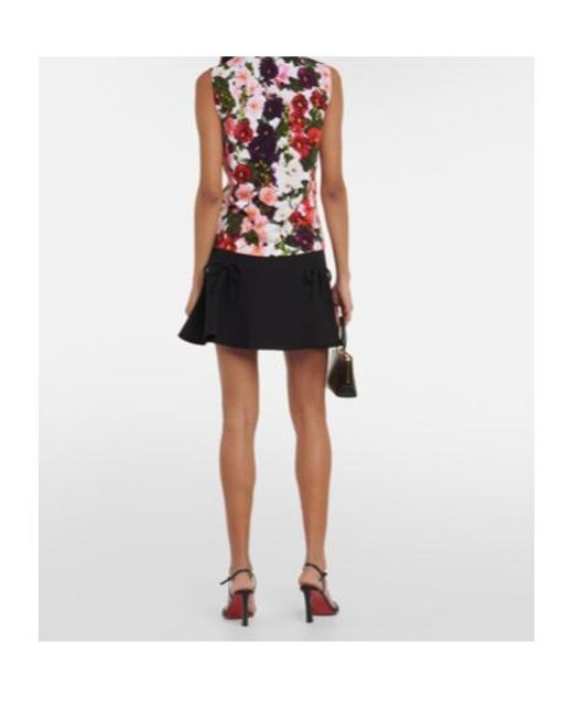 Oscar de la Renta Red Floral Cotton-Blend Tank Top