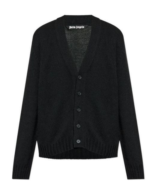 Palm Angels Black V-Neck Cardigan for men