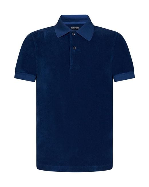 Tom Ford Blue Towelling Polo Shirt for men