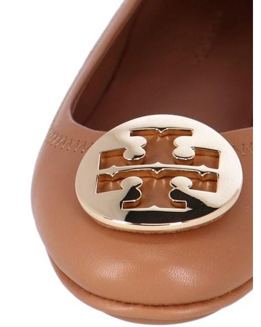 Tory Burch Brown Minnie Travel Ballet Flats