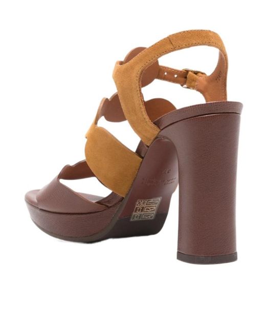 Chie Mihara Brown Chunky High-Heeled Sandals