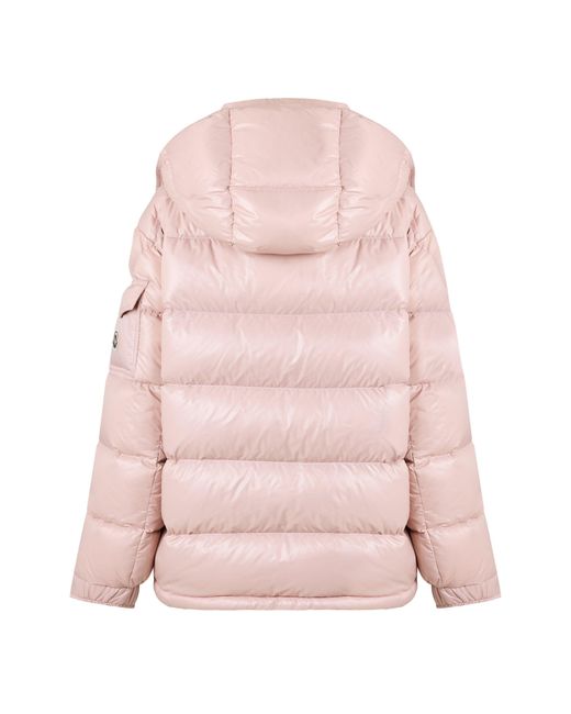 Moncler Pink Horizontal-Quilted Down Jacket