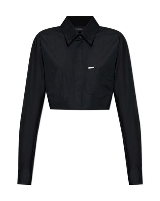 DSquared² Blue Pocket Detailed Cropped Shirt