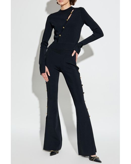 Versace Jeans Blue Couture Button-Detail Flare Pants