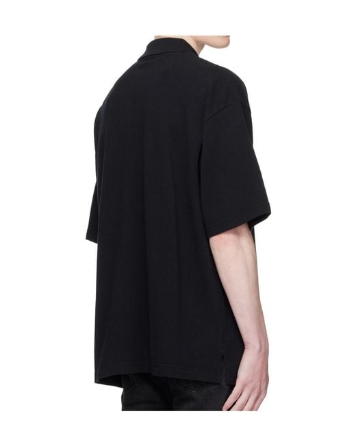 Maison Kitsuné Black Fox-Patch Polo Shirt for men