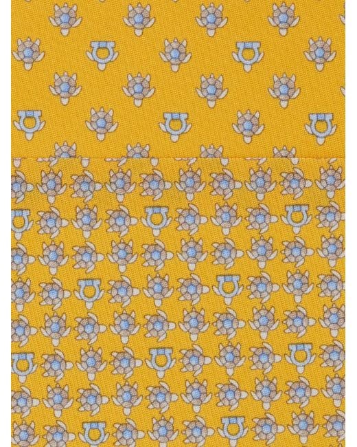 Ferragamo Yellow Turtle-Print Silk Tie for men