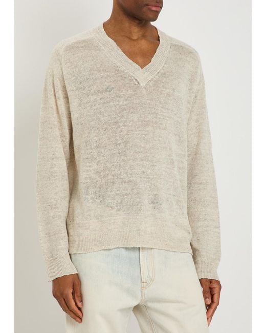 Our Legacy Natural V-Neck Knit Sweater for men