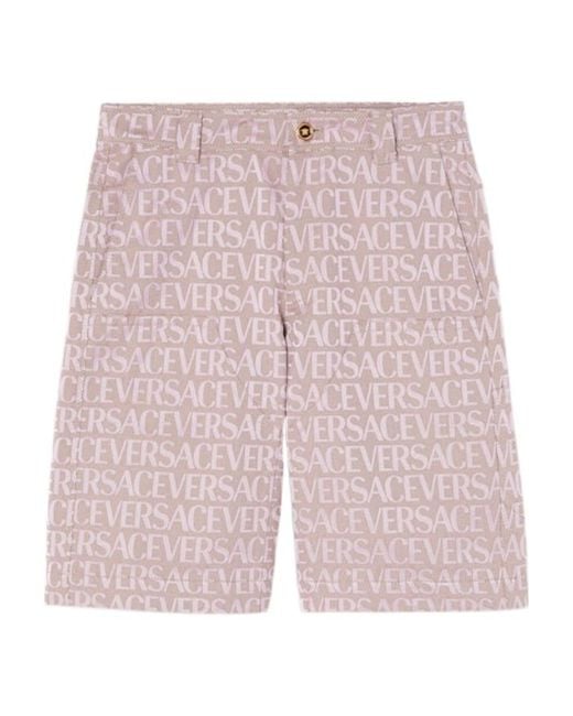 Versace Pink Allover-Jacquard High-Waist Bermuda Shorts for men