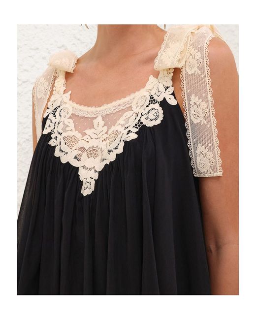 Zimmermann Black Roselight Lace Trim Top
