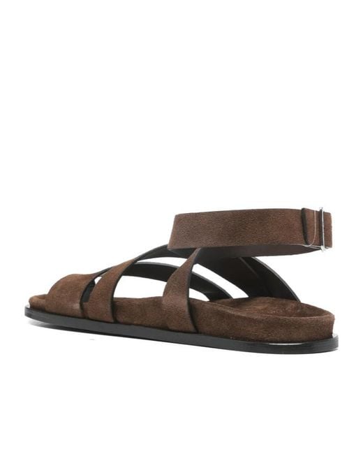 Alohas Brown Strappy Ankle-Strap Flat Sandals