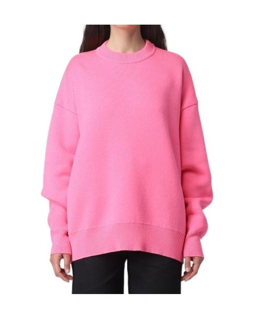 Palm Angels Pink Palm Tree Intarsia Crewneck Jumper
