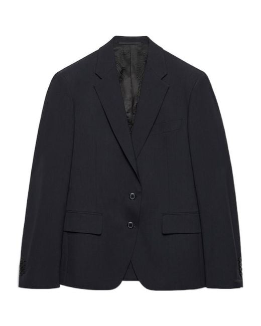 Prada Blue Single-Breasted Tailored Blazer