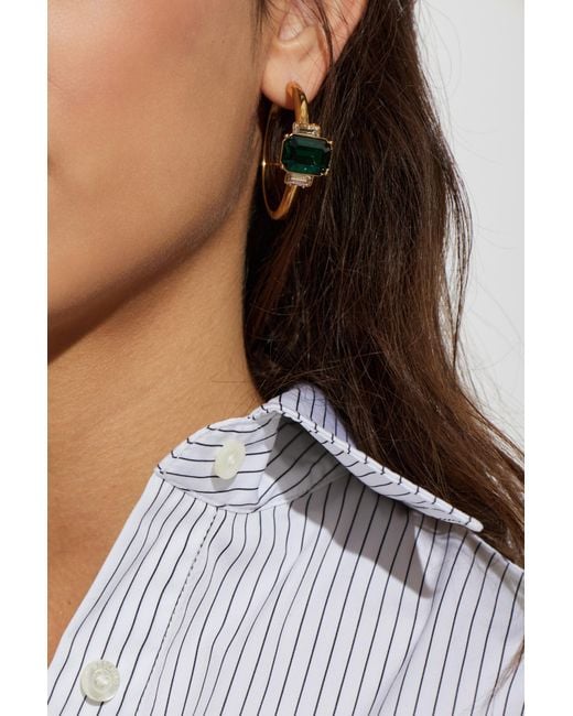 Moschino Metallic Embellished Hoop Earrings