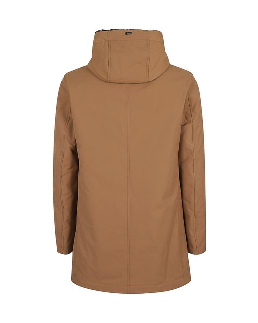Herno Brown Keystone High-Neck Hooded Coat for men
