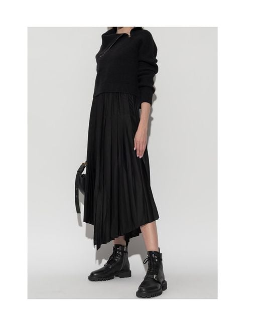 AllSaints Black Jax Two-Piece Pleated Dress
