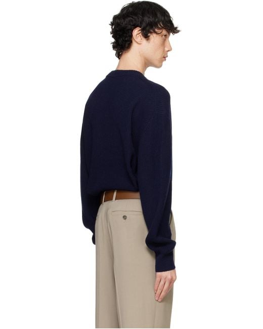 Maison Kitsuné Blue Maison Kitsuné Fox Patch Knitted Jumper for men