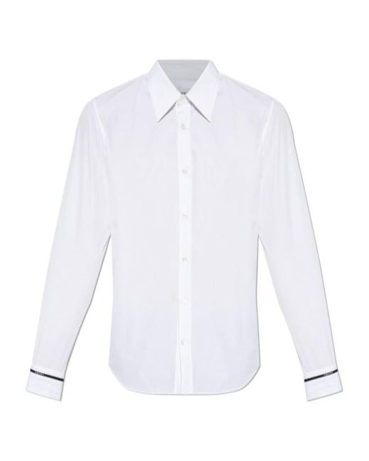 McQueen White Embroidered-Logo Cuff Shirt for men