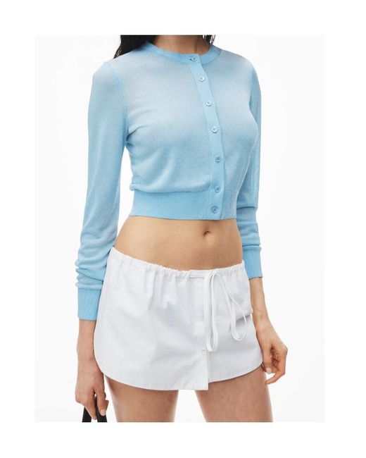 Alexander Wang Blue Crystal Heat-Set Trim Cardigan