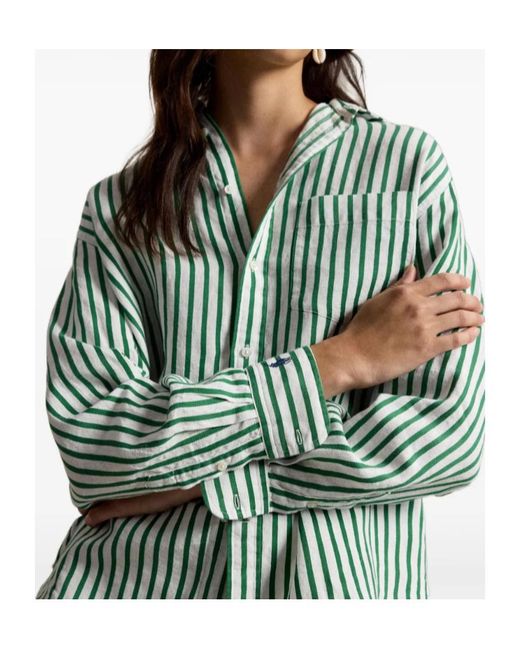 Polo Ralph Lauren Green Striped Pocket Light Shirt