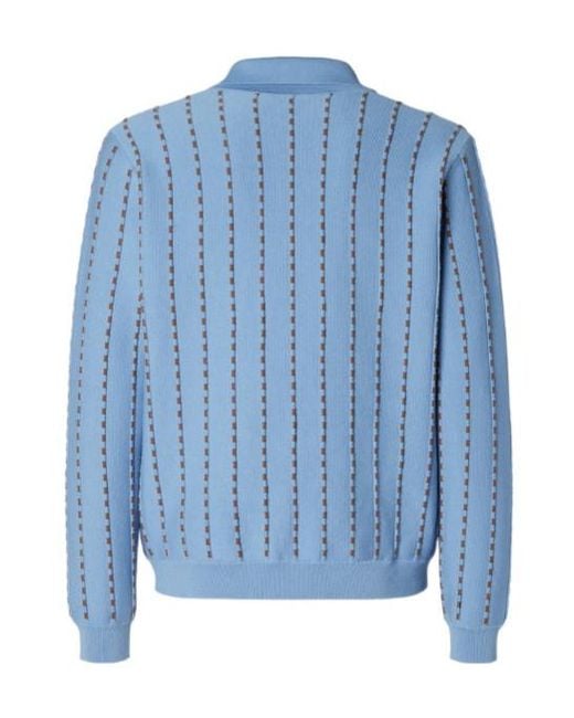 Fendi Blue Long Sleeved V-Neck Knitted Jumper for men