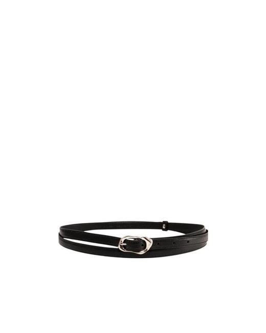 McQueen White Molten Thin Leather Belt