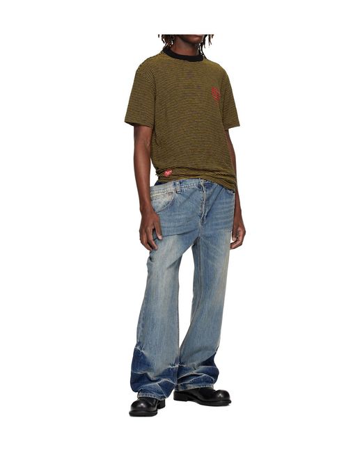 ANDERSSON BELL Green Heart-Shaped Striped T-Shirt for men