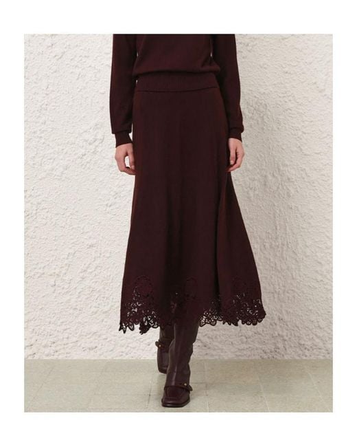 Zimmermann Purple Valiant Merino Lace Skirt