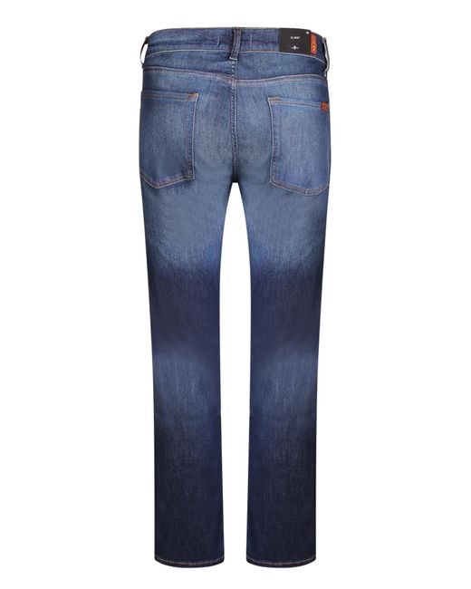 7 For All Mankind Blue Faded-Effect Jeans for men